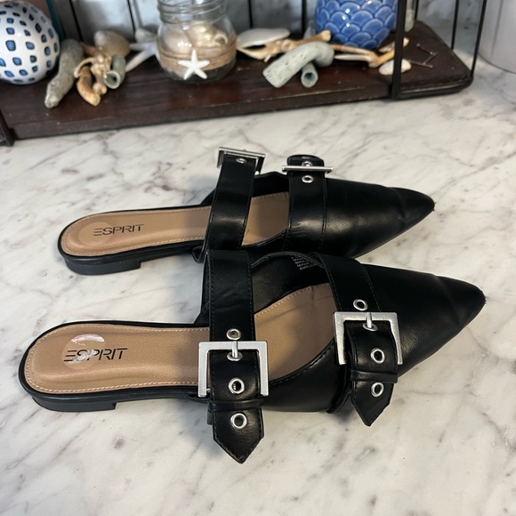 Esprit Black Buckle Strap Mules - Picture 2 of 5